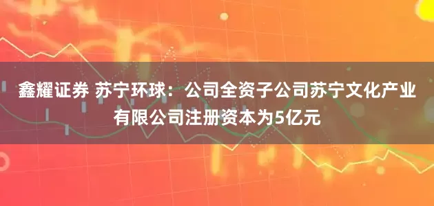 鑫耀证券 苏宁环球：公司全资子公司苏宁文化产业有限公司注册资本为5亿元